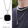 Metal Geometric Square Pendant Necklace Black And White Shell Electroplating Minimalist Men's
