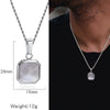 Metal Geometric Square Pendant Necklace Black And White Shell Electroplating Minimalist Men's