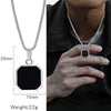 Metal Geometric Square Pendant Necklace Black And White Shell Electroplating Minimalist Men's