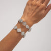 Metal Geometric Square Pleated Bracelet With Electroplating And Knocking Pattern For Women