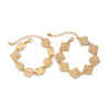 Metal Geometric Square Pleated Bracelet With Electroplating And Knocking Pattern For Women