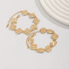 Metal Geometric Square Pleated Bracelet With Electroplating And Knocking Pattern For Women
