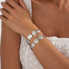 Metal Geometric Square Pleated Bracelet With Electroplating And Knocking Pattern For Women