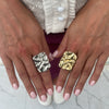 Metal Geometric Square Pleated Hiphop Style Women's Ring With Electroplating