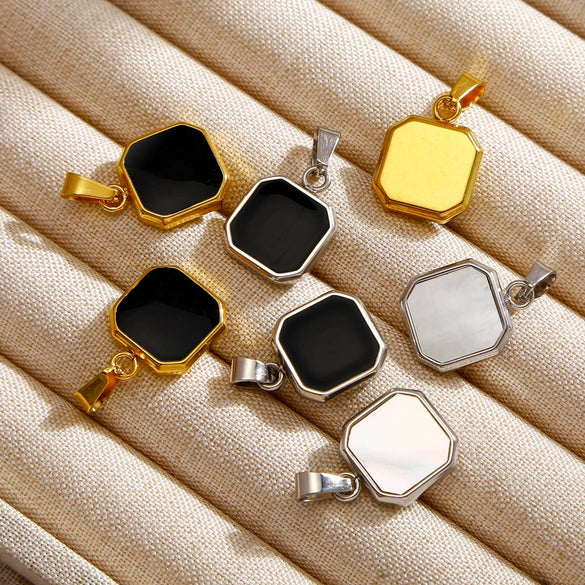 Metal Geometric Square Stainless Steel Dripping Oil Pendant Necklace
