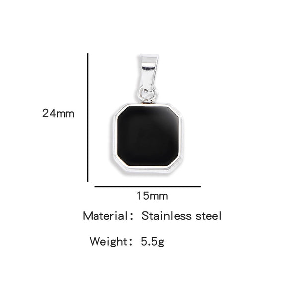Metal Geometric Square Stainless Steel Dripping Oil Pendant Necklace