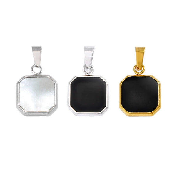 Metal Geometric Square Stainless Steel Dripping Oil Pendant Necklace