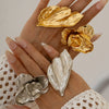 Metal Geometric Stereo Flower Ring With Electroplating For Women