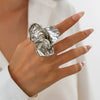 Metal Geometric Stereo Flower Ring With Electroplating For Women