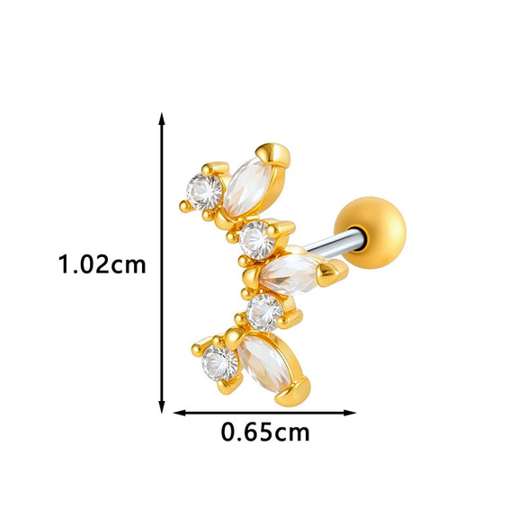 Metal Geometric Style Electroplating Stainless Steel Ear Studs For Women