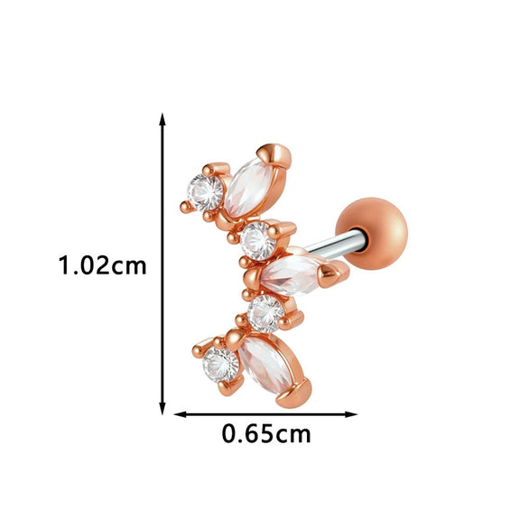 Metal Geometric Style Electroplating Stainless Steel Ear Studs For Women