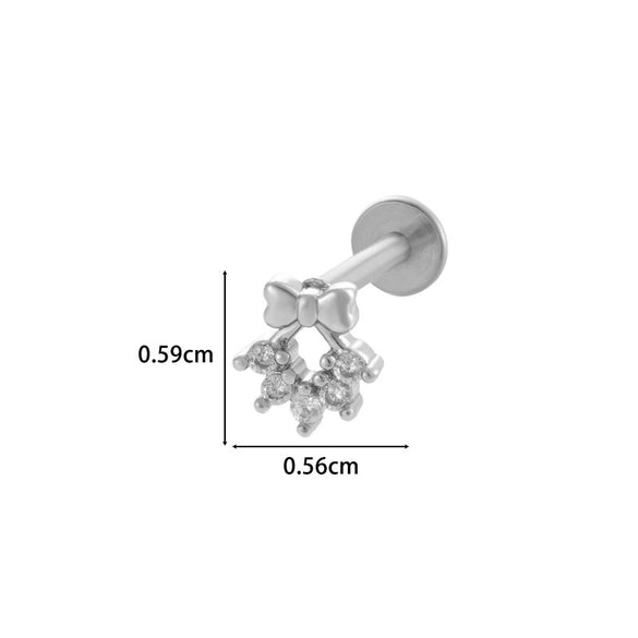 Metal Geometric Style Inner Thread Flat Bottom Rod Love Butterfly Lip Nail Ear Bone Nail Piercing Jewelry For Women With Electroplating Treatment