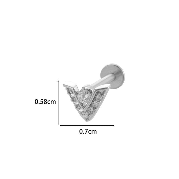 Metal Geometric Style Inner Thread Flat Bottom Rod Love Butterfly Lip Nail Ear Bone Nail Piercing Jewelry For Women With Electroplating Treatment