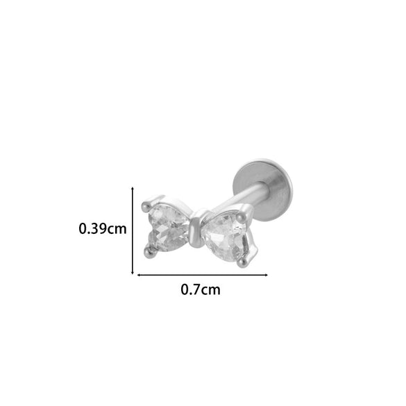 Metal Geometric Style Inner Thread Flat Bottom Rod Love Butterfly Lip Nail Ear Bone Nail Piercing Jewelry For Women With Electroplating Treatment