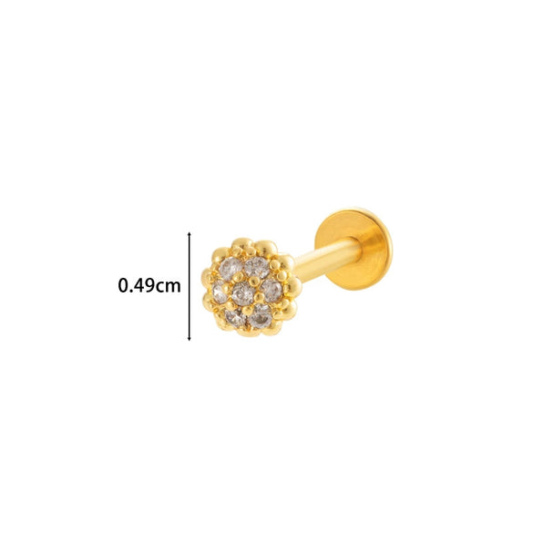 Metal Geometric Style Inner Thread Flat Bottom Rod Love Butterfly Lip Nail Ear Bone Nail Piercing Jewelry For Women With Electroplating Treatment