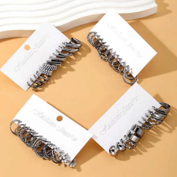 Metal Geometric Twist Chain Earrings Electroplated Minimalist Style For Women