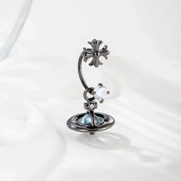 Metal Geometric Type Zirconia Set Pendant Piercing Earrings For Women