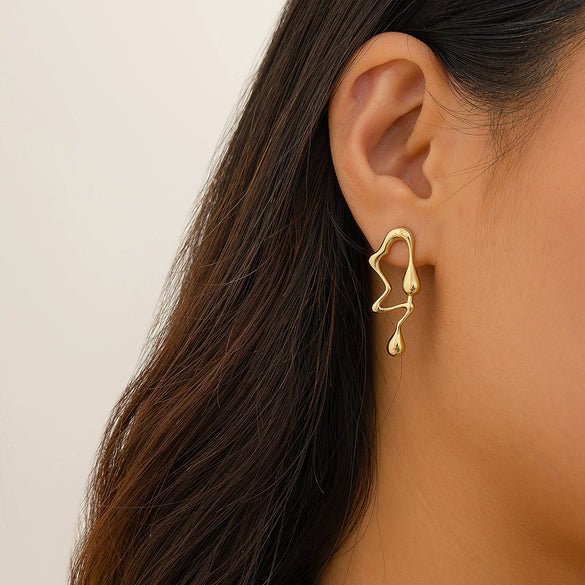 Metal Geometric U Shape Drop Earrings With Electroplating