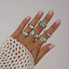 Metal Geometric Water Drop Hug Ring Set For Women With Electroplating Style