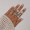 Metal Geometric Water Drop Hug Ring Set For Women With Electroplating Style