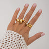 Metal Geometric Water Drop Hug Ring Set For Women With Electroplating Style