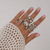 Metal Geometric Water Drop Hug Ring Set For Women With Electroplating Style