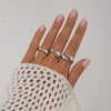 Metal Geometric Water Drop Hug Ring Set For Women With Electroplating Style