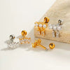 Metal Geometric Water Drop Zircon Inlaid Piercing Ear Nail For Unisex Fashion Style Set With Diamonds