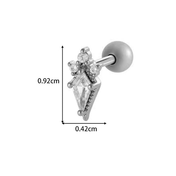 Metal Geometric Water Drop Zircon Inlaid Piercing Ear Nail For Unisex Fashion Style Set With Diamonds