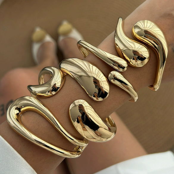 Metal Geometric Water Drops Hiphop Futuresense Electroplated Bracelet For Women