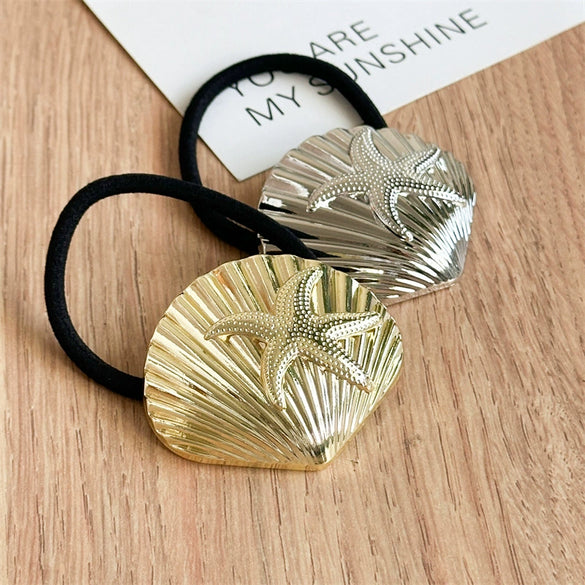Metal Geometric Women's Hair Rope With Electroplating Cold And Simple Style High Elasticity
