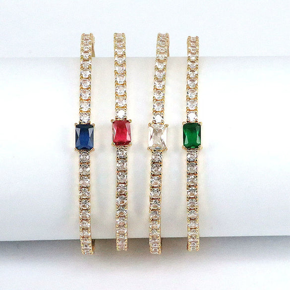 Metal Geometric Zircon Open Bracelet For Women