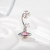 Metal Geometric Zirconia Planet Pendant Women's Fashion Piercing Earrings