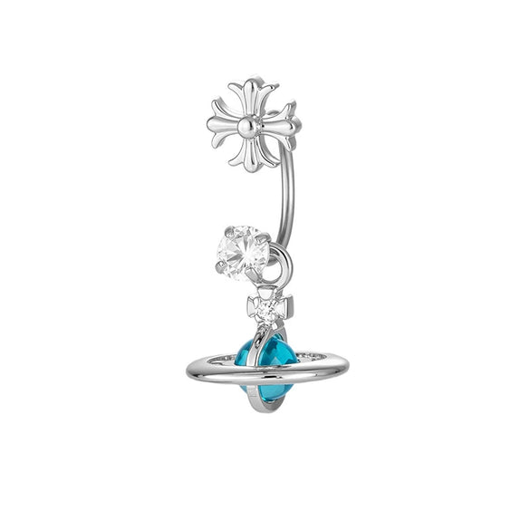 Metal Geometric Zirconia Planet Pendant Women's Fashion Piercing Earrings