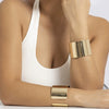 Metal Gloss Wide Opening Bracelet Women's Geometric Style Electroplating
