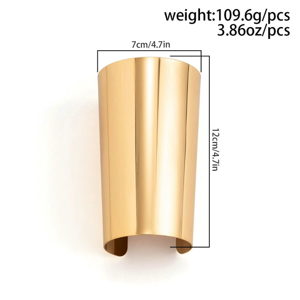 Metal Gloss Wide Opening Bracelet Women's Geometric Style Electroplating