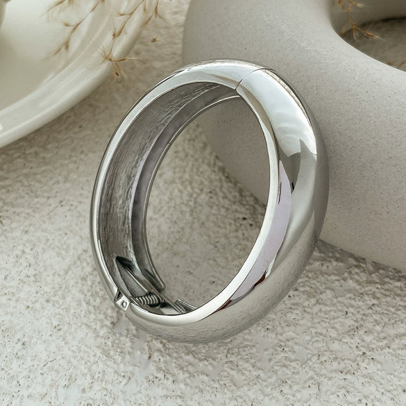 Metal Glossy Thread Stacked Geometric Sixsided Mirror Bracelet Retro Electroplated
