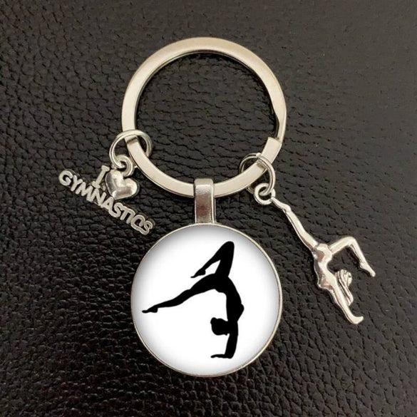 Metal Gymnastics Pattern Fashion Cartoon Character Key Chain Pendant With Electroplating
