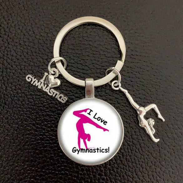 Metal Gymnastics Pattern Fashion Cartoon Character Key Chain Pendant With Electroplating