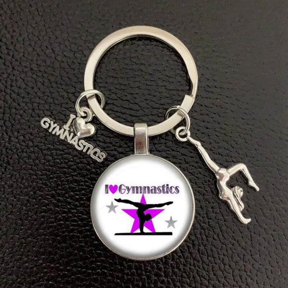 Metal Gymnastics Pattern Fashion Cartoon Character Key Chain Pendant With Electroplating
