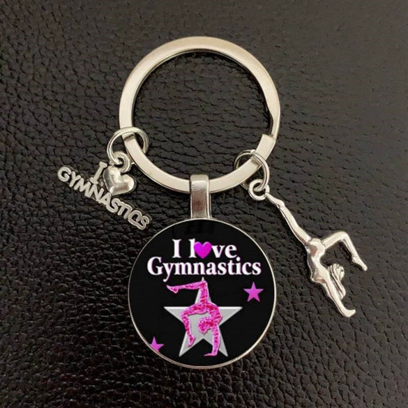 Metal Gymnastics Pattern Fashion Cartoon Character Key Chain Pendant With Electroplating
