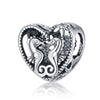 Metal Heart And Key Shaped Diy Accessories Pendant Beads With Totem Pattern For Bracelet Necklace Electroplated