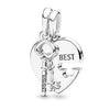 Metal Heart And Key Shaped Diy Accessories Pendant Beads With Totem Pattern For Bracelet Necklace Electroplated
