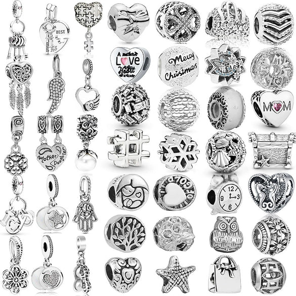 Metal Heart And Key Shaped Diy Accessories Pendant Beads With Totem Pattern For Bracelet Necklace Electroplated