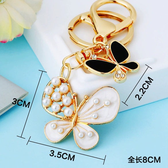 Metal Heart Butterfly Keychain For Women
