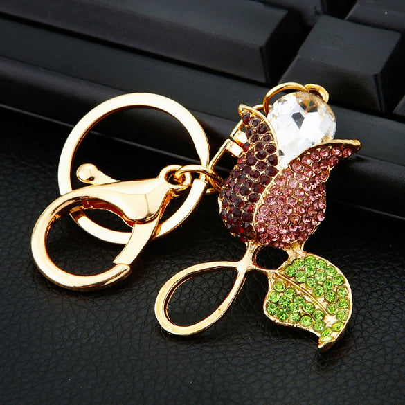 Metal Heart Flower Women's Girly Keychain Bag Pendant