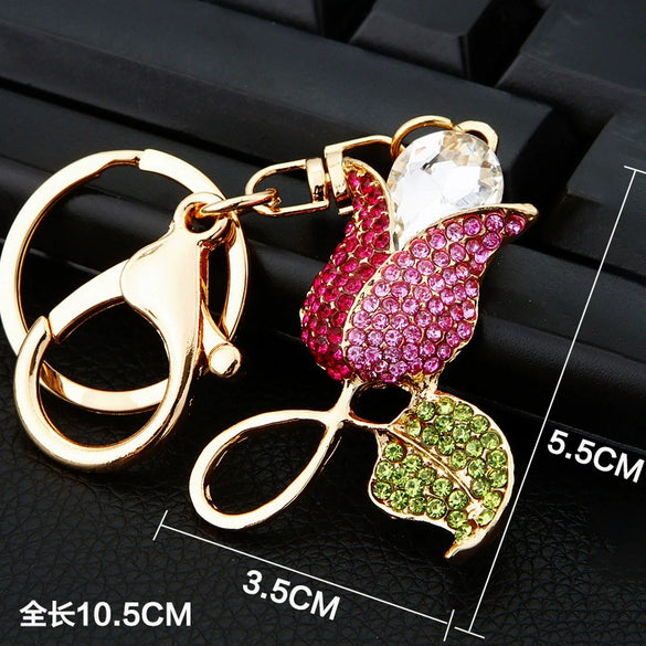 Metal Heart Flower Women's Girly Keychain Bag Pendant