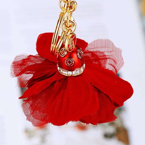 Metal Heart Flower Women's Girly Keychain Bag Pendant