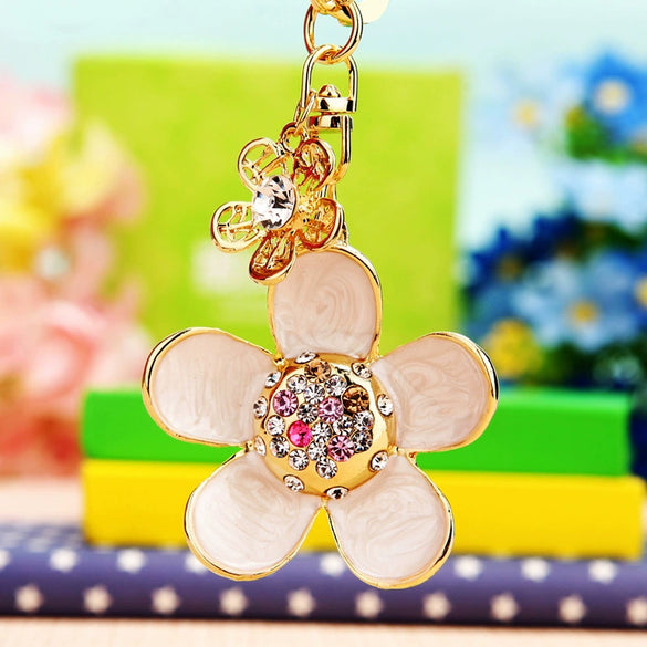 Metal Heart Flower Women's Girly Keychain Bag Pendant