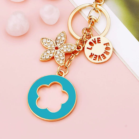 Metal Heart Flower Women's Girly Keychain Bag Pendant